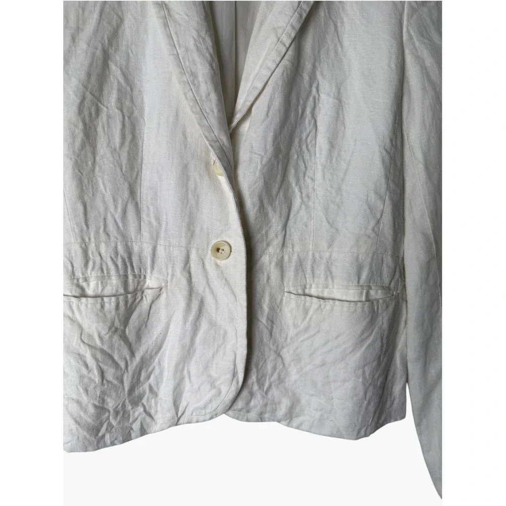 Banana Republic White 100% Linen Blazer Jacket Lined, Size 4 - Picture 3 of 7